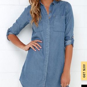NWT Lulu’s Shirt & Sweet Blue Chambray Shirt Dress